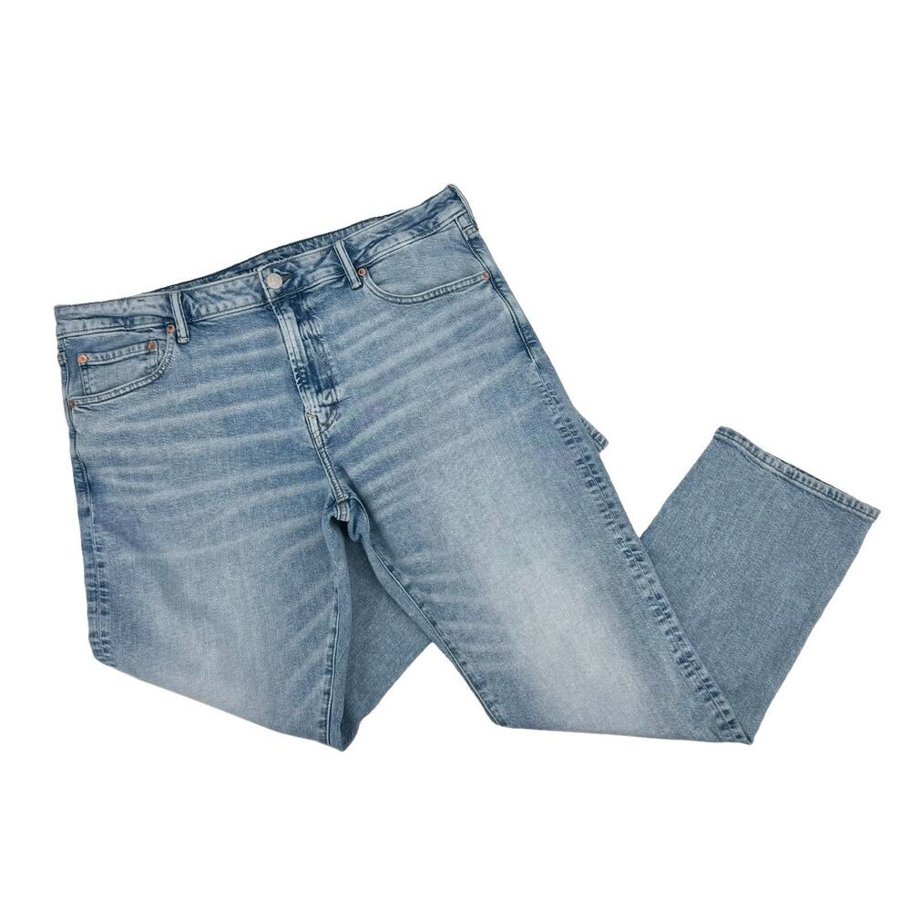 American Eagle Mens Original Straight Jeans Size 40x32 (40x31) Light Wash Denim